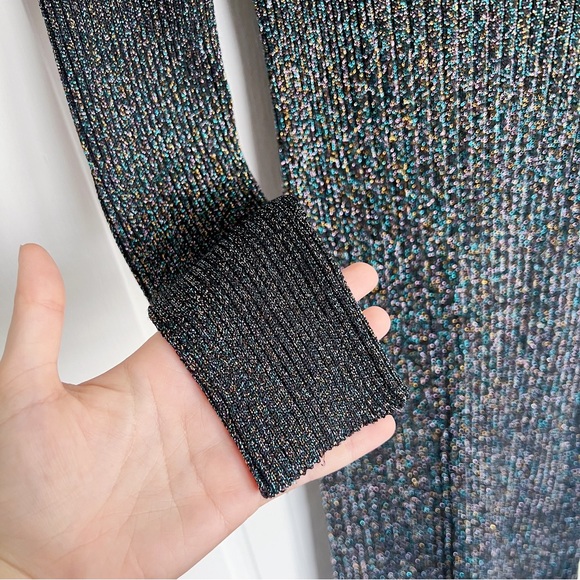 vintage • 1970s Wenjilli lurex maxi dress gown ribbed knit metallic sparkle 70s - Picture 6 of 11